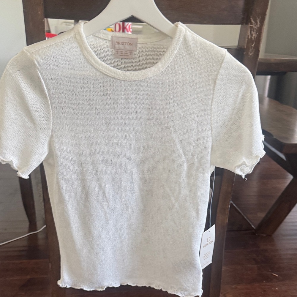 Brixton White Short Sleeve Textured Knit Tee